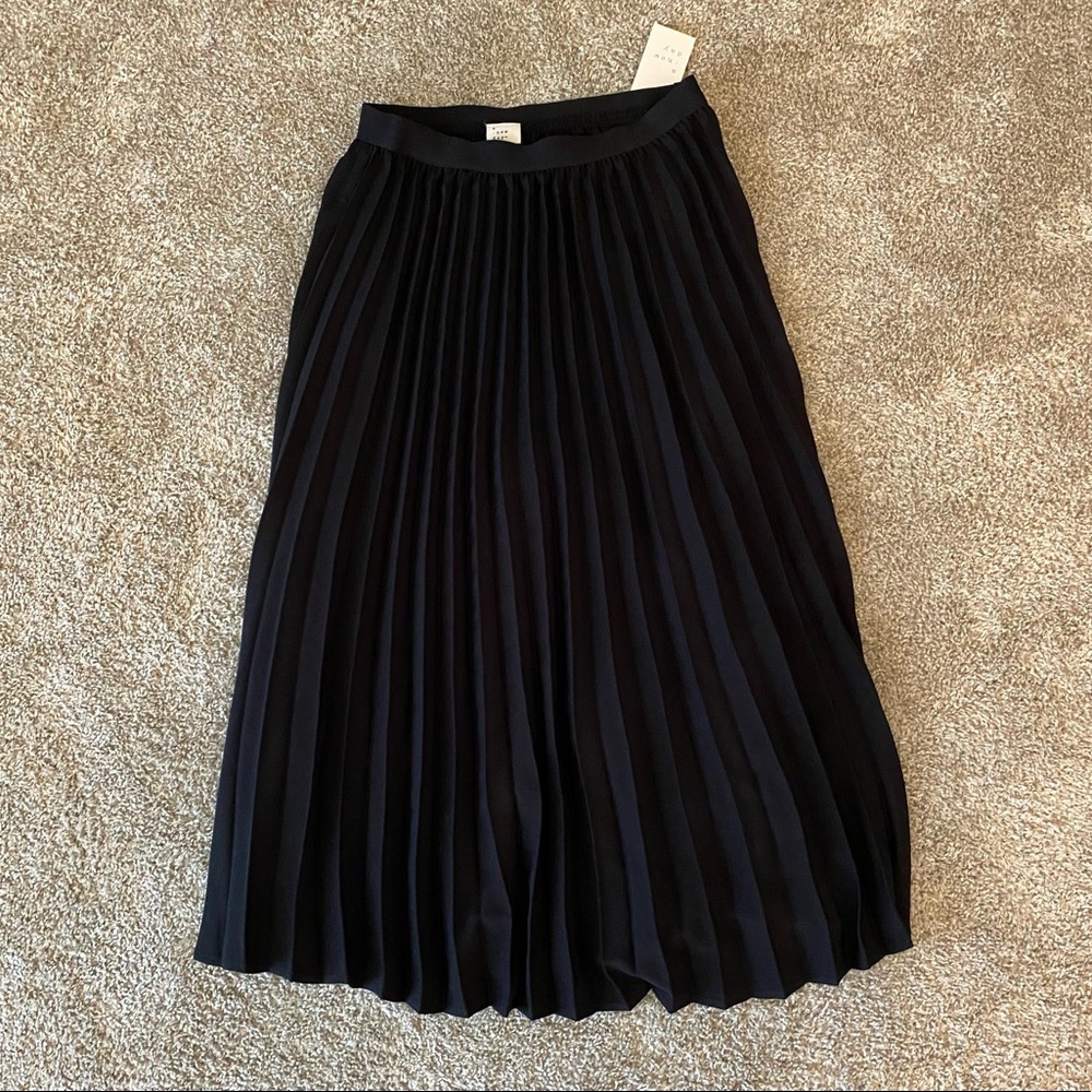 Black Pleated Midi Skirt
